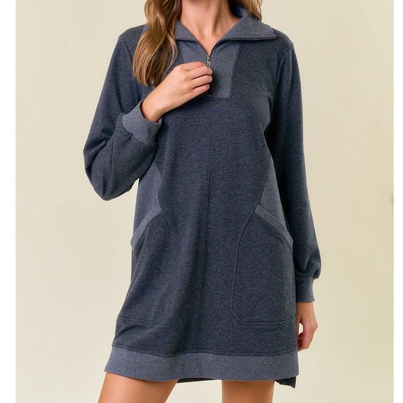 Doe & Rae Gray Midi Dress - Picture 1 of 7